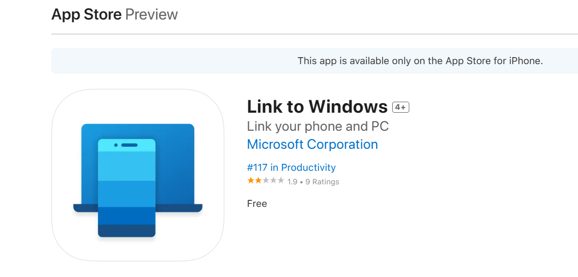 Link to Windows 已经上架 iOS App Store